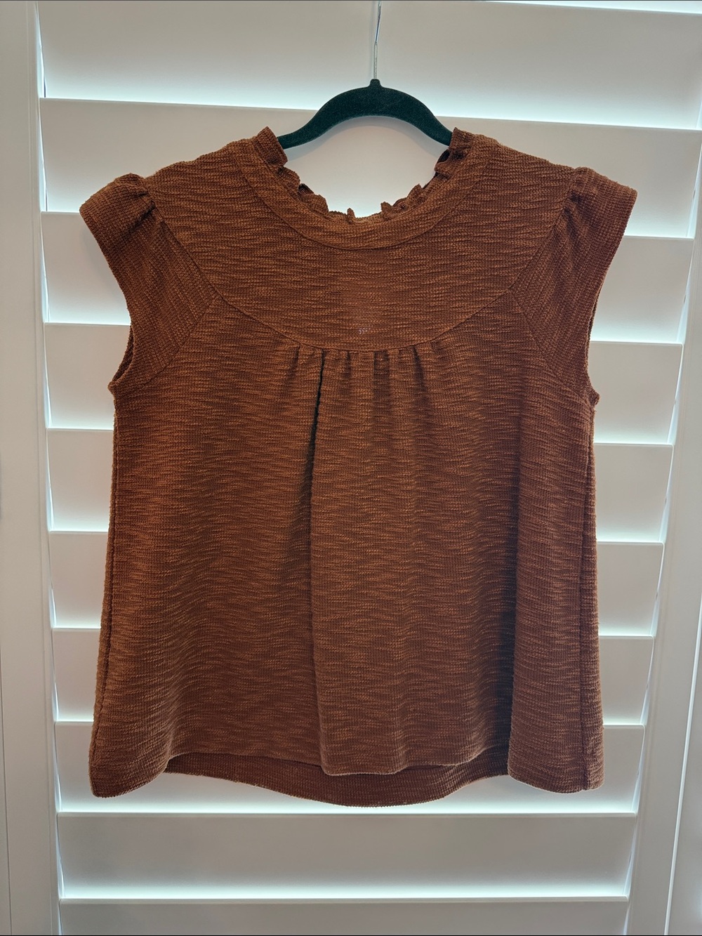 Wishlist Textured Rust Brown Cap-Sleeve Top